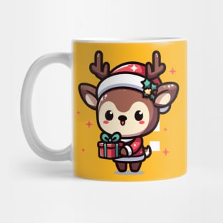 cute christmas deer holding a gift for everyone Mug